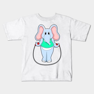 Elephant at Fitness with Skipping rope Kids T-Shirt